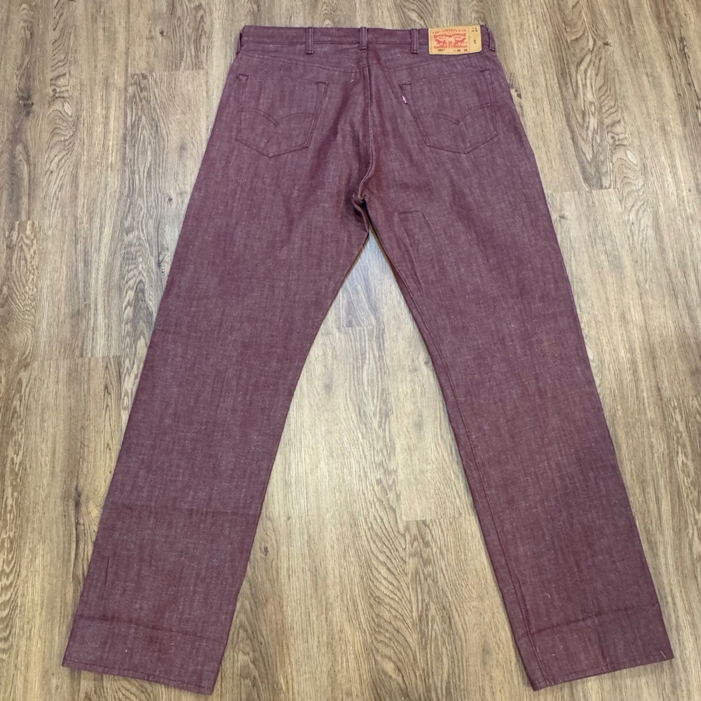 Men's Burgundy Levi's 501 Straight-Leg Jeans White Oak Cone Denim - Picture 4 of 6